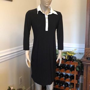 Chaps Black Dress White button Collar